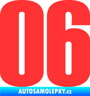 Samolepka Startovní číslo 06 typ 2   světle červená