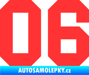 Samolepka Startovní číslo 06 světle červená