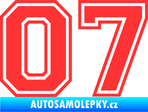 Samolepka Startovní číslo 07 typ 4 světle červená