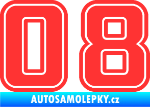 Samolepka Startovní číslo 08 typ 5 světle červená