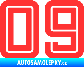 Samolepka Startovní číslo 09 typ 7 světle červená