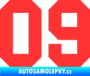 Samolepka Startovní číslo 09 světle červená