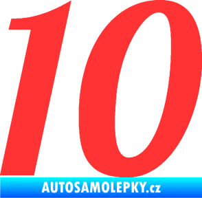 Samolepka Startovní číslo 10 typ 3 světle červená