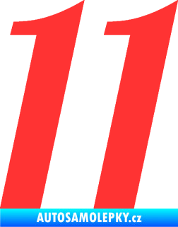 Samolepka Startovní číslo 11 typ 3   světle červená