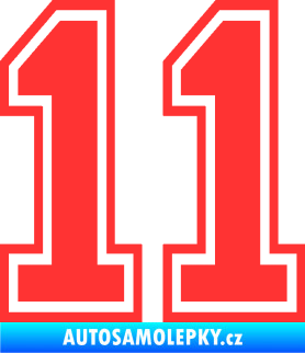 Samolepka Startovní číslo 11 typ 4 světle červená