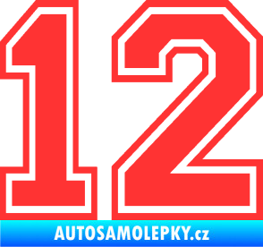 Samolepka Startovní číslo 12 typ 4 světle červená
