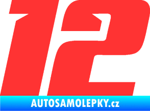 Samolepka Startovní číslo 12 typ 6 světle červená