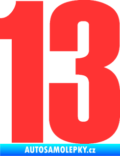 Samolepka Startovní číslo 13 typ 2    světle červená