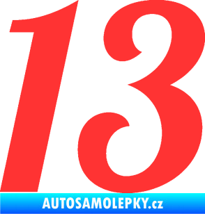 Samolepka Startovní číslo 13 typ 3     světle červená