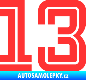 Samolepka Startovní číslo 13 typ 7 světle červená