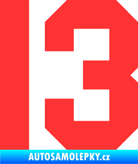 Samolepka Startovní číslo 13 světle červená