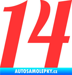 Samolepka Startovní číslo 14 typ 3      světle červená