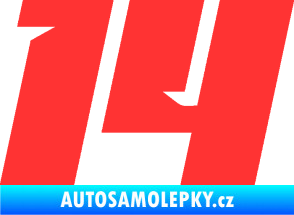 Samolepka Startovní číslo 14 typ 6 světle červená