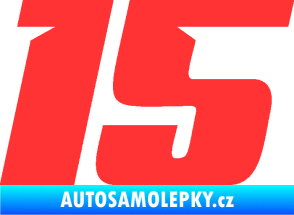 Samolepka Startovní číslo 15 typ 6 světle červená