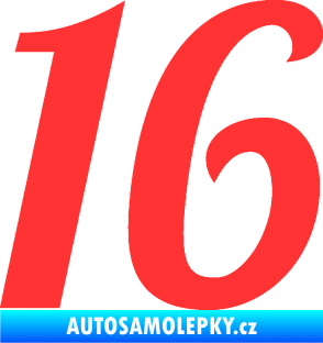 Samolepka Startovní číslo 16 typ 3       světle červená