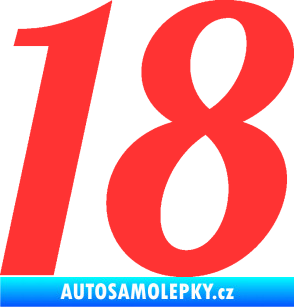 Samolepka Startovní číslo 18 typ 3         světle červená