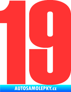 Samolepka Startovní číslo 19 typ 2      světle červená
