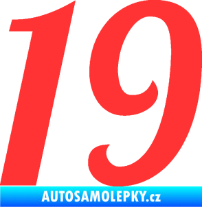 Samolepka Startovní číslo 19 typ 3          světle červená