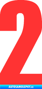 Samolepka Startovní číslo 2 typ 2   světle červená