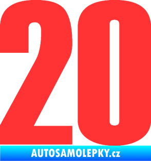 Samolepka Startovní číslo 20 typ 2       světle červená