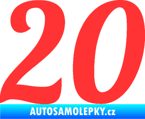 Samolepka Startovní číslo 20 typ 3           světle červená
