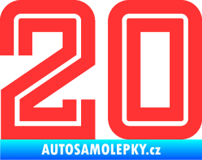 Samolepka Startovní číslo 20 typ 7 světle červená
