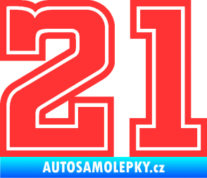 Samolepka Startovní číslo 21 typ 5 světle červená