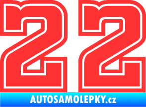 Samolepka Startovní číslo 22 typ 5 světle červená