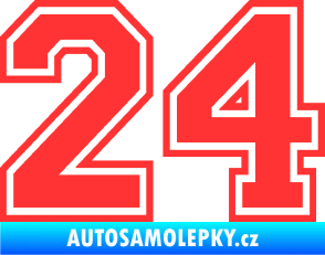 Samolepka Startovní číslo 24 typ 4 světle červená