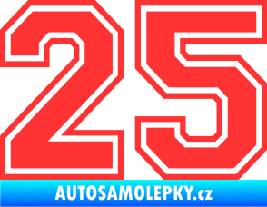 Samolepka Startovní číslo 25 typ 4 světle červená