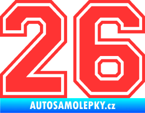 Samolepka Startovní číslo 26 typ 4 světle červená