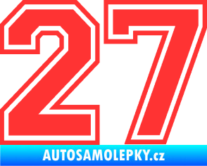 Samolepka Startovní číslo 27 typ 4 světle červená