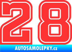 Samolepka Startovní číslo 28 typ 5 světle červená