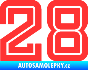Samolepka Startovní číslo 28 typ 7 světle červená