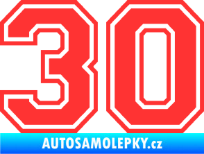 Samolepka Startovní číslo 30 typ 4 světle červená