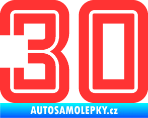Samolepka Startovní číslo 30 typ 7 světle červená