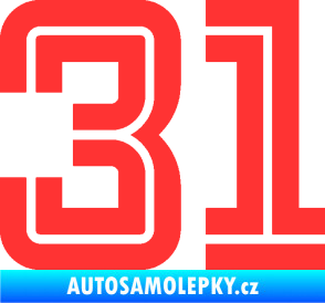 Samolepka Startovní číslo 31 typ 7 světle červená