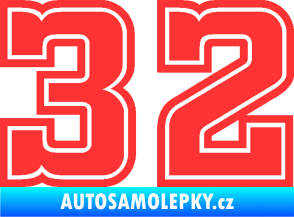 Samolepka Startovní číslo 32 typ 5 světle červená