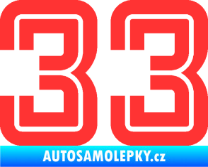Samolepka Startovní číslo 33 typ 7 světle červená