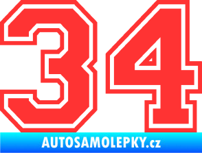 Samolepka Startovní číslo 34 typ 4 světle červená