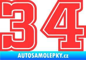 Samolepka Startovní číslo 34 typ 5 světle červená