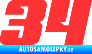 Samolepka Startovní číslo 34 typ 6 světle červená
