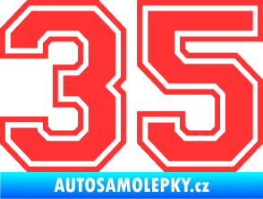 Samolepka Startovní číslo 35 typ 4 světle červená