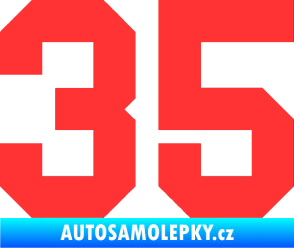 Samolepka Startovní číslo 35 světle červená