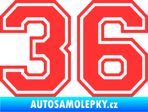 Samolepka Startovní číslo 36 typ 4 světle červená