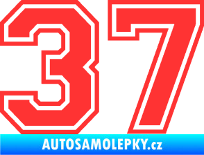 Samolepka Startovní číslo 37 typ 4  světle červená