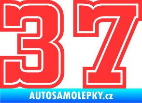 Samolepka Startovní číslo 37 typ 5 světle červená