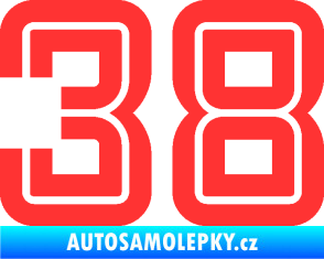 Samolepka Startovní číslo 38 typ 7 světle červená