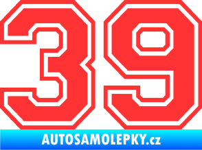 Samolepka Startovní číslo 39 typ 4 světle červená