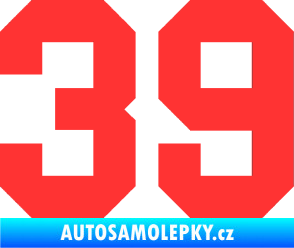 Samolepka Startovní číslo 39 světle červená